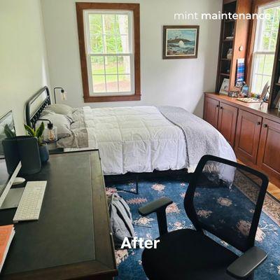 Before and After bedroom standard cleaning by Mint Maintenance!