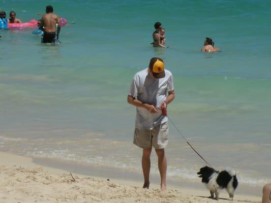 On the beach at Waikiki with the spoiled Brat