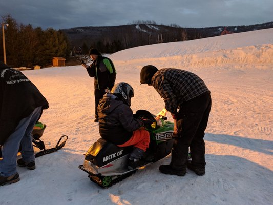 Gearing up, quick lessons provided before you start around the track.