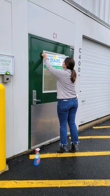 Our assistant manager, Chelsea, designed and installed the new signs around the facility this year to help direct our tenants to their units