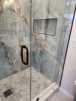 Beautiful large format tile shower