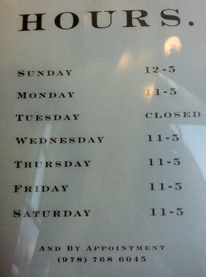 Daily Hours & By Appointment