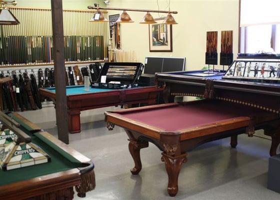 Large inventory of new pool tables all year-round