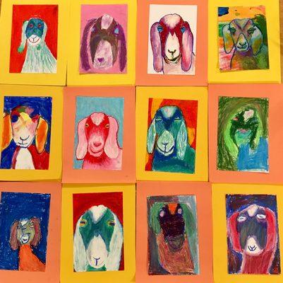 Our Homeschoolers created these fabulous oil pastel portraits of our adorable visitors!