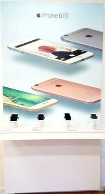 The iPhone lineup available in store! From left to right, the iPhone 6S+, iPhone 6S, iPhone SE, and iPhone 5S. Mobile hotspot included!