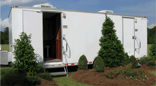 Our restroom trailer is available for special events, parties, and weddings