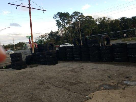 All kinds of tires. Used are outside, new are inside. Other auto services with reasonable prices.