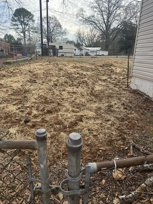 This is my yard after they came and placed hay. Uneven, rocky, unsafe!