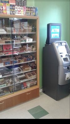 Cigar selection and ATM on premises