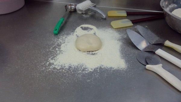 Fresh made dough and the tools to make a great Pizza!!