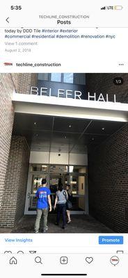 Custom made canopy designed and built by us for the entrance of a college lobby