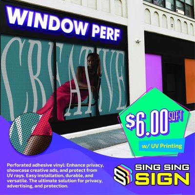 Perforated adhesive vinyl: Enhance privacy, showcase creative ads, and protect from UV rays. Easy installation, durable, and versatile.