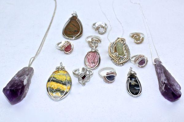 A small selection of some of silver jewelry, all made on scene!