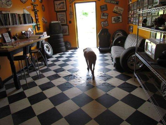 Jack heading out to make his rounds at the shop