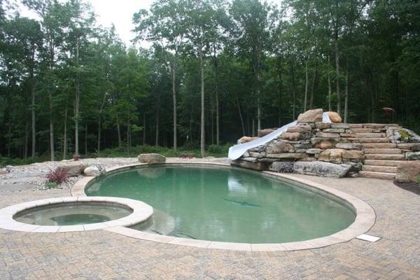 Pool decking and granite stone stairs