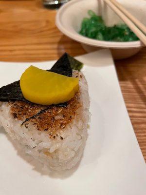 Yaki Onigiri and Seaweed Salad