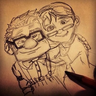 Hand Drawing | Couple from Disney's UP, the movie