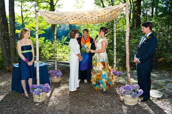 Meg and Sarah get married at the YMCA Camp in Becket, MA