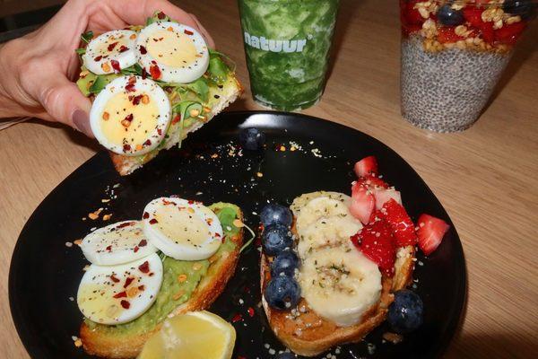 The Avocado Toast was made with Hearth Bakery sourdough, avocado, everything seasoning, micro greens, chili flakes, olive oil, and we added