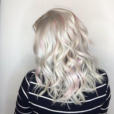 Platinum ice with a pop of pink