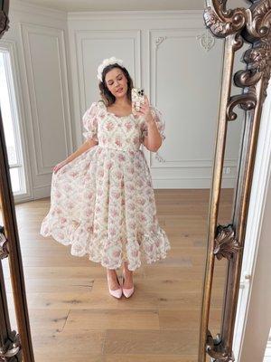 Amelia Dress in Cream Floral