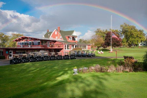 Rainbow during a summer rain at Manistee Golf & Country Club