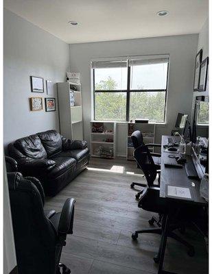 Treatment room seating area.