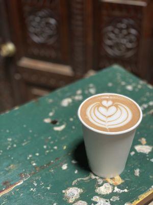 Latte art and antiques - it doesn't get much better than that!