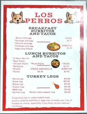 Los Perros menu