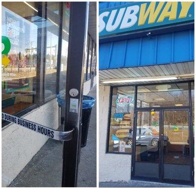 Indicator installation on Adams rite at Subway restaurant