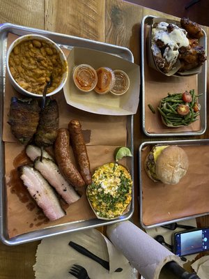 1/2lb Pork Belly Jalapeno Cheddar Link Hot Link Texas Twinkie Smoked Buffalo Wings Pinto Beans with Pork Belly Elote Corn Green Beans