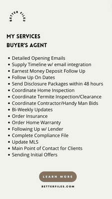 Buyer Agent Services, Transaction Management, Showing Assistance, Submitting Offers