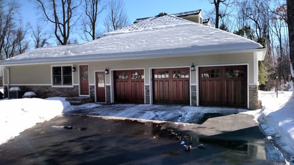 Mahogany garage doors installed on the North Shore of Long Island.