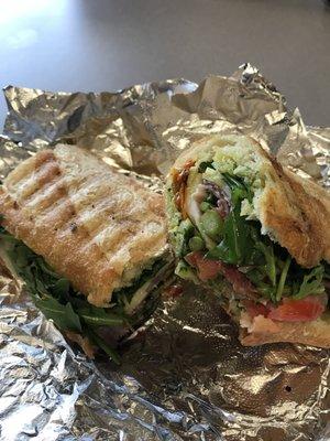 Italian with homemade pesto, tomato, asparagus, arugula and provolone.