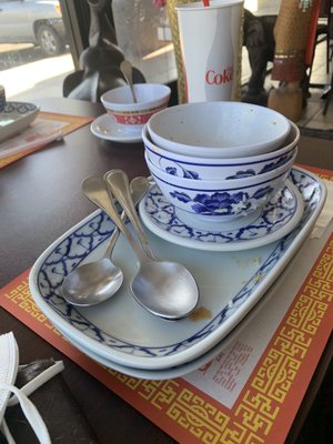 Empty bowls of Green Curry & Panang Curry