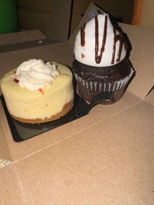 Strawberry Cheesecake and Caramel Chocolate Cupcake