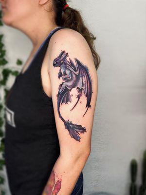 Toothless tattoo by Jaclyn @jaclyn.artist