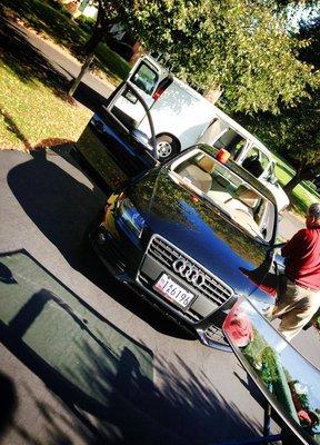 Audi A4 with the windshield off