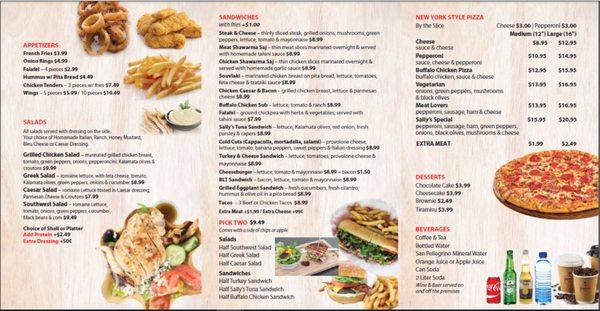 Sally's Cafe Menu