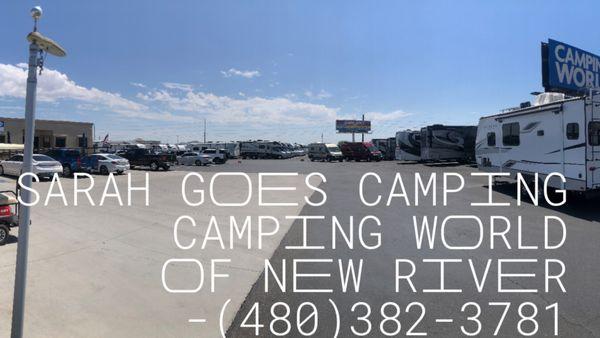 Drive into Camping World from  east frontage road off New River Rd and I-17