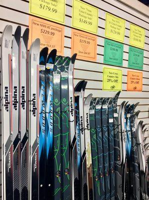 Extensive selection of new and used cross country skis, boots, bindings, and accessories, all at unbeatable prices!