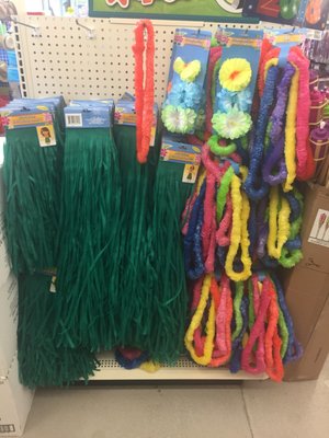 Hula skirts and summer accessories