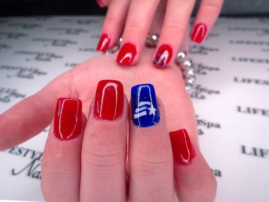 Acrylic full set July 4th nails