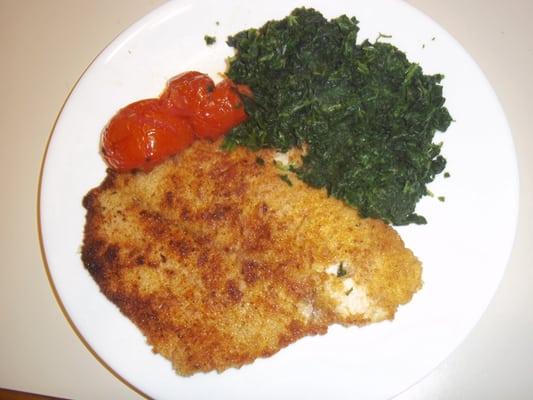 Stan the FISH MAN's flounder, spinach & baked campari tomatoes, delicious healthy meal !