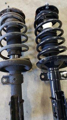 Worn and blown strut assemblies can be extremely dangerous. Old vs new comparison