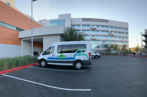 We are picking up a Gurney Patient at Kaiser Downey