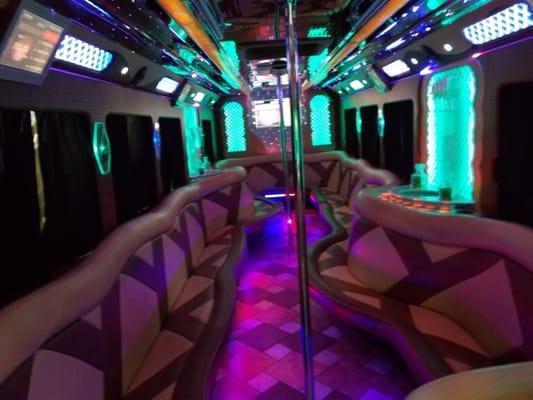 Inside Eagle 1.. Our 30 passengers party bus.