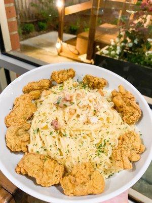 Fried oyster pasta