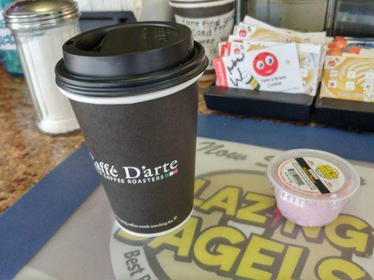 12 oz Fall Americano and side cream cheese for my bagel