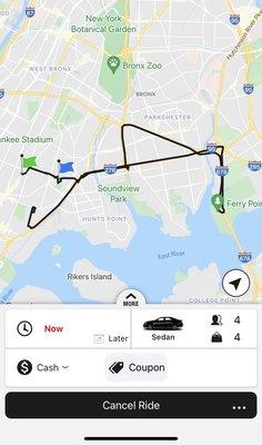 This is what the cab service app was showing